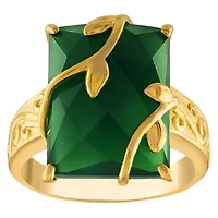 14K Gold Over Silver Green Chalcedony Ring