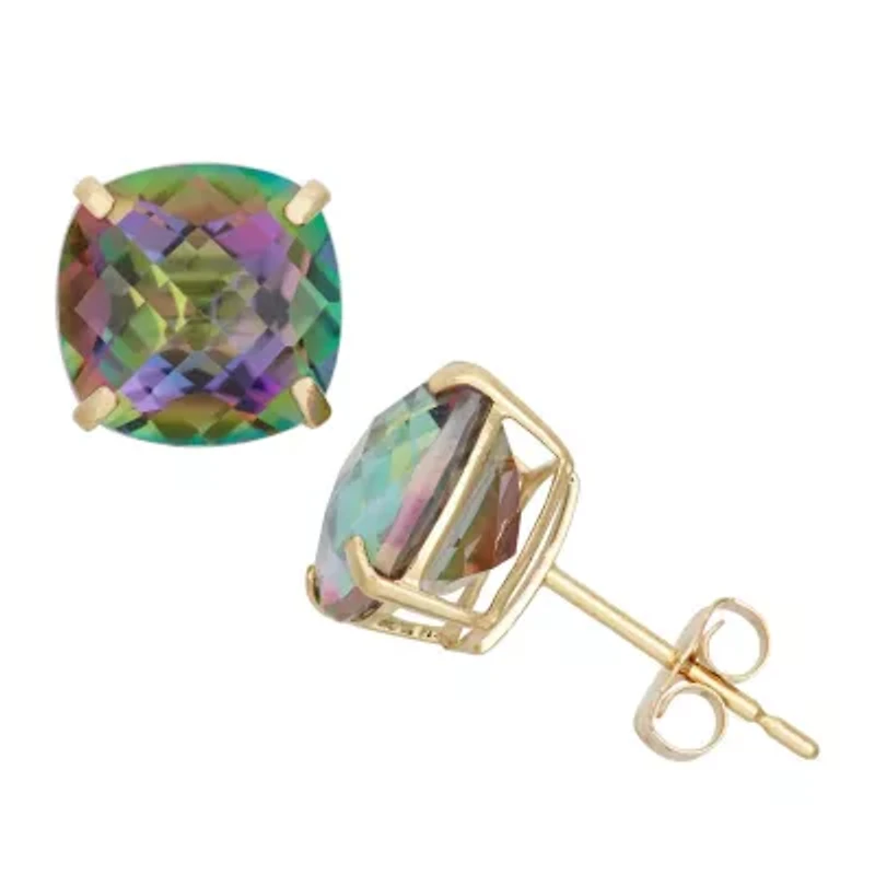 Lab Created 14Kt Opal Cushion Cut Stud Earrings