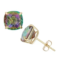 Lab Created 14Kt Opal Cushion Cut Stud Earrings