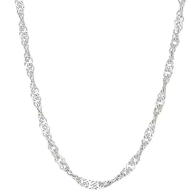 STERLING SILVER SINGAPORE CHAIN NECKLACE