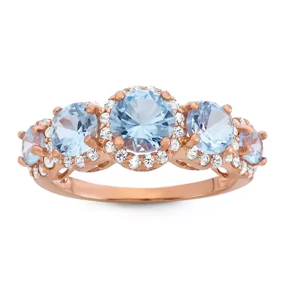 Lab Created Sterling Silver Aqua 5 Pc Stone Ring