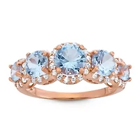 Lab Created Sterling Silver Aqua 5 Pc Stone Ring