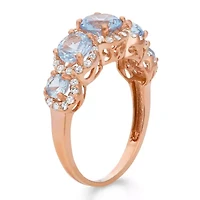 Lab Created Sterling Silver Aqua 5 Pc Stone Ring