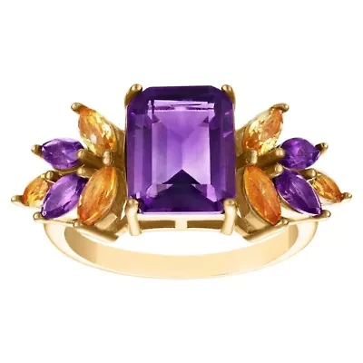 Sterling Silver Amethyst And Citrine Ring