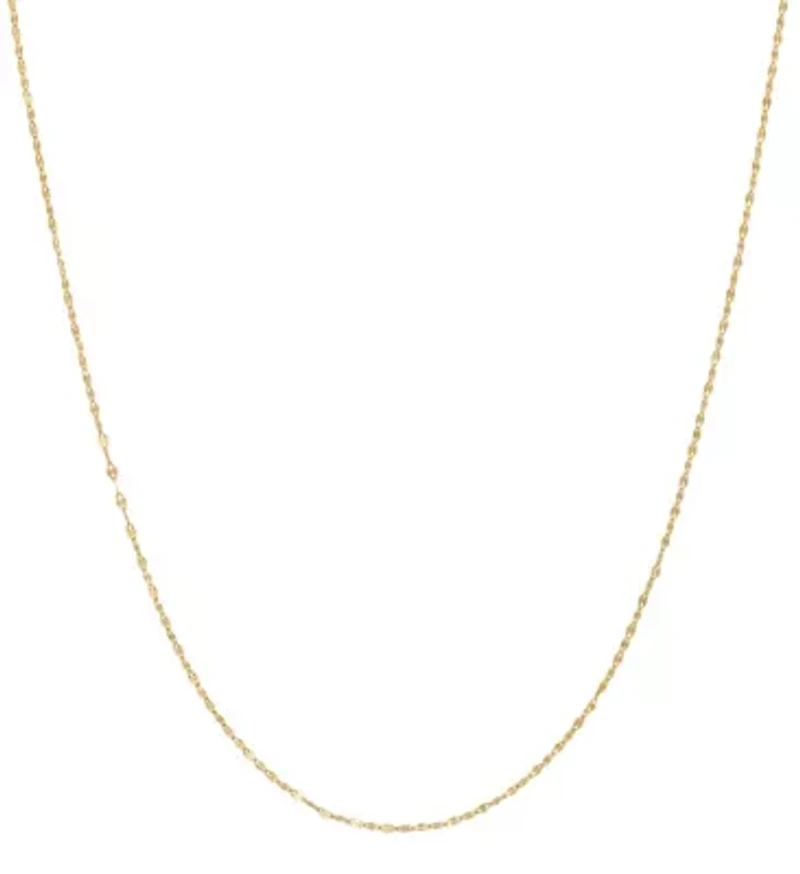 14Kt Gold 2mm Mirror Chain Necklace
