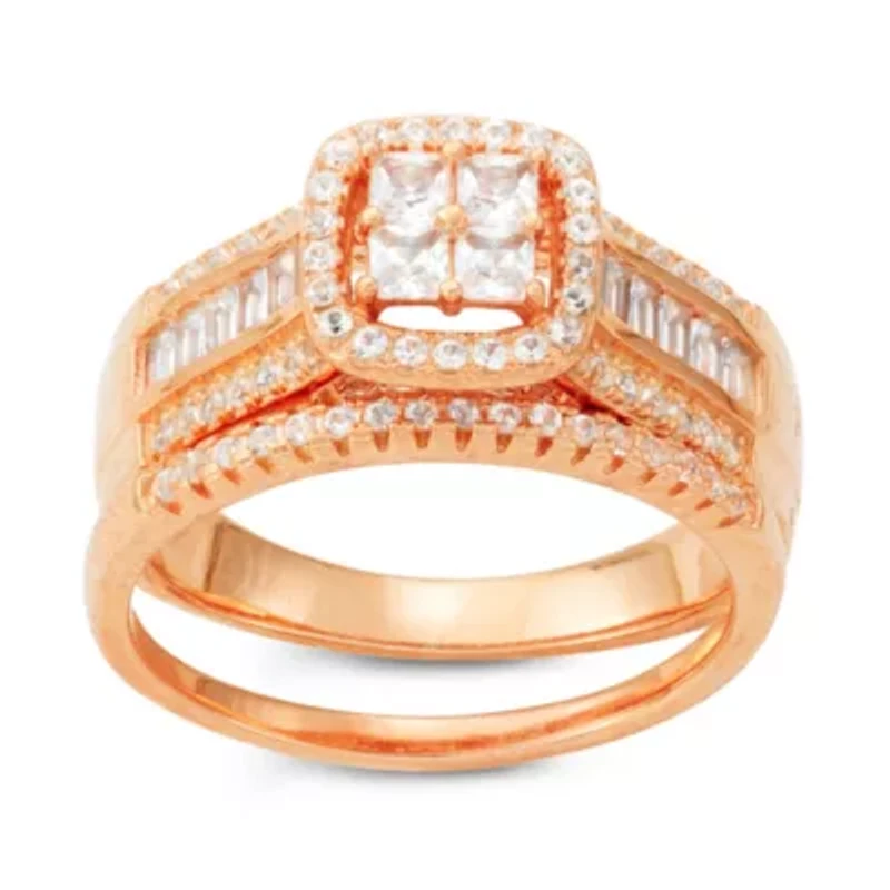 Lab Created Sterling Silver White Sapphire 2 Pc Ring
