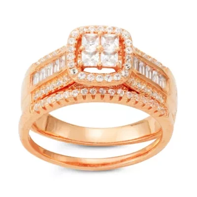 Lab Created Sterling Silver White Sapphire 2 Pc Ring