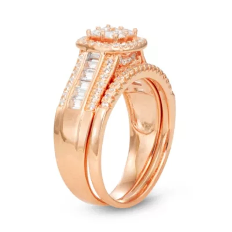 Lab Created Sterling Silver White Sapphire 2 Pc Ring