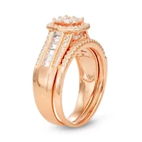 Lab Created Sterling Silver White Sapphire 2 Pc Ring