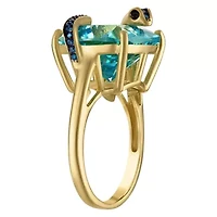 Sterling Silver Blue Topaz Snake Ring