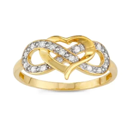 10Kt Gold 1/7 Cttw Diamond Heart Infinity Ring