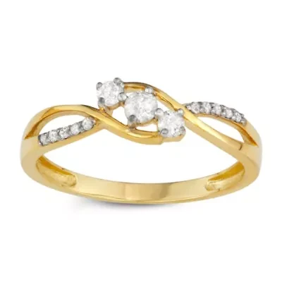 10Kt Gold 1/5 Cttw Diamond 3-Stone Ring