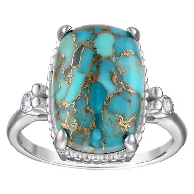 Sterling Silver Copper Turquiose Halo Ring