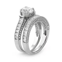 Lab Created Sterling Silver White Sapphire Rnd Halo Engagement Stackable Ring