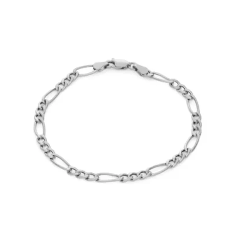 Sterling Silver Men's 4mm Figaro Chain Bracelet