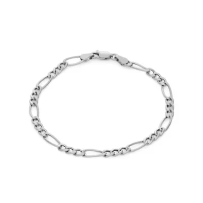 Sterling Silver Men's 4mm Figaro Chain Bracelet