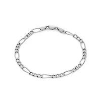 Sterling Silver Men's 4mm Figaro Chain Bracelet