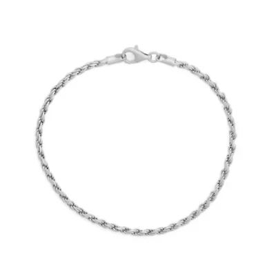 Sterling Silver Men's 2.5mm Rope Chain Bracelet