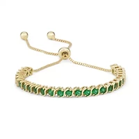 Sterling Silver Sim Emerald Adjustable Tennis Bracelet