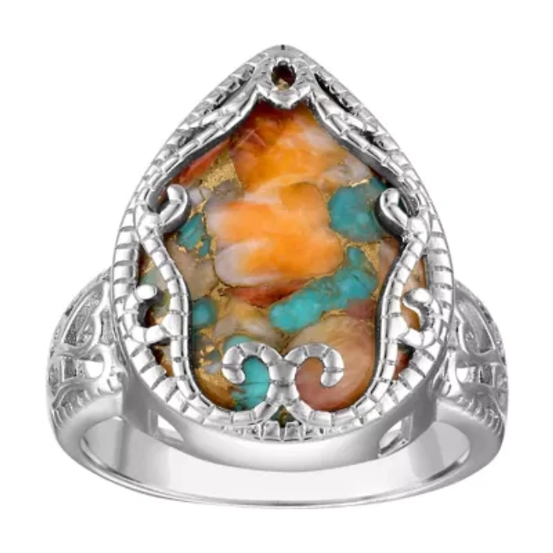 Sterling Silver Blue Oyster Turquoise Ring
