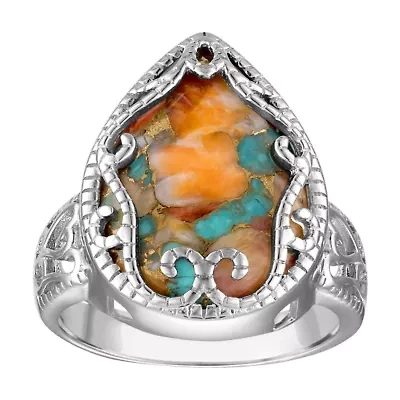 Sterling Silver Blue Oyster Turquoise Ring