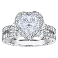 Lab Created Sterling Silver Moissanite Heart Stackable Ring