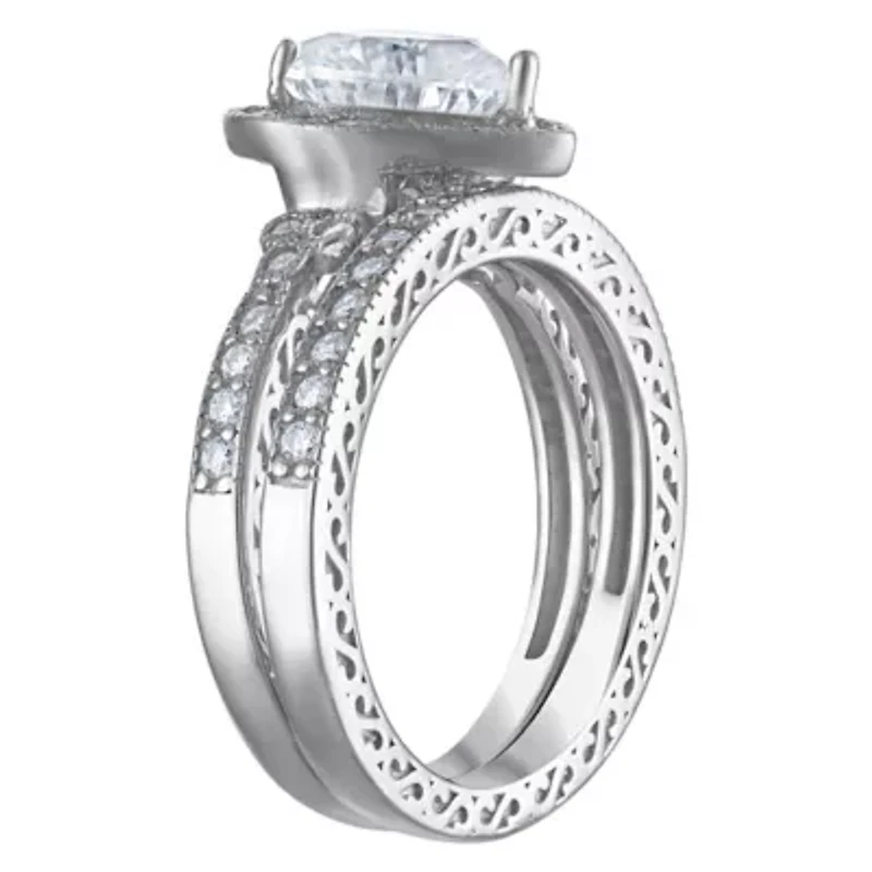 Lab Created Sterling Silver Moissanite Heart Stackable Ring