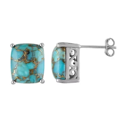 Sterling Silver Green Copper Turquoise Earring