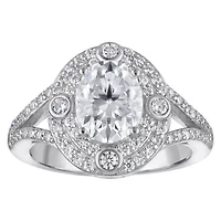 Lab Created Platinum-plated Silver Moissanite Ring