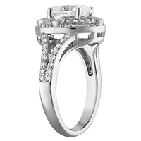 Lab Created Platinum-plated Silver Moissanite Ring