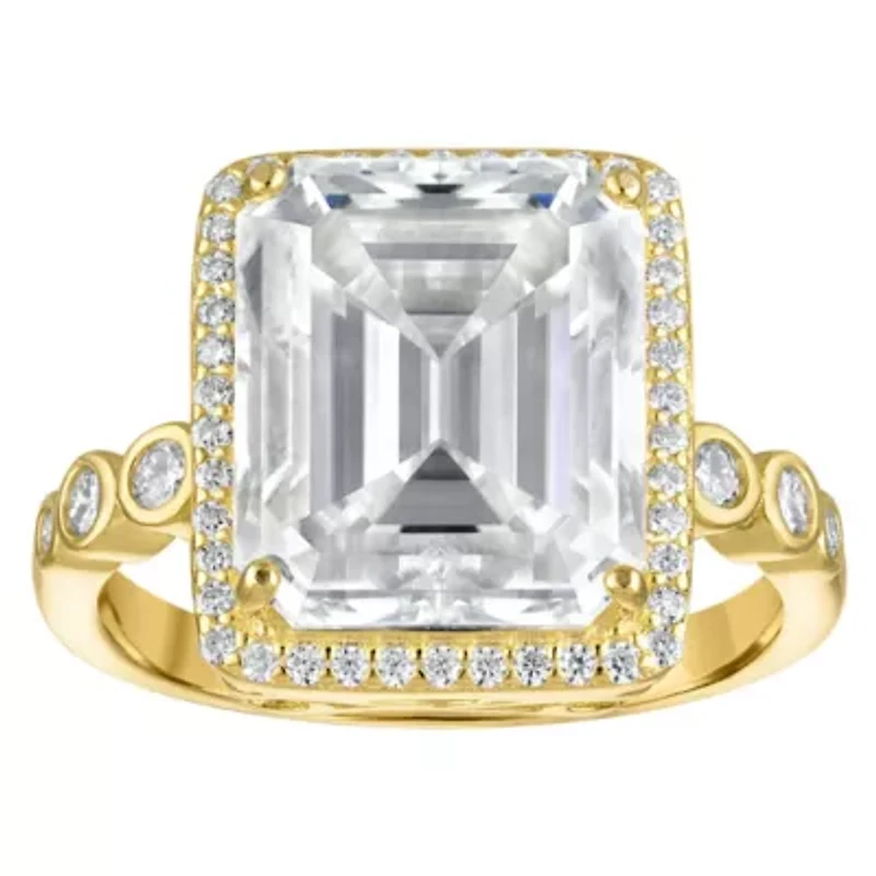 Lab Created Gold Plated Silver Moissanite Ring