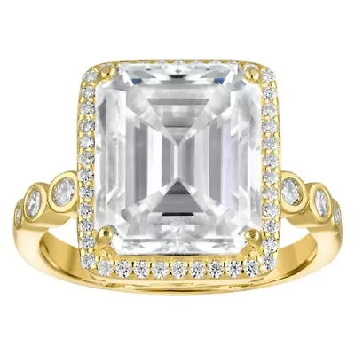 Lab Created Gold Plated Silver Moissanite Ring