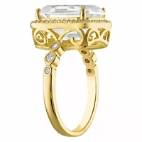 Lab Created Gold Plated Silver Moissanite Ring