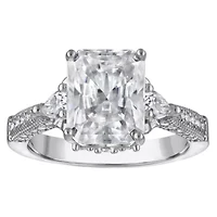 Lab Created Platinum Plated Silver Moissanite Ring