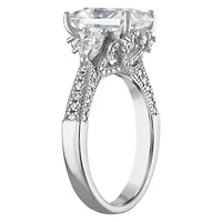 Lab Created Platinum Plated Silver Moissanite Ring