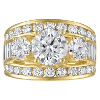 Lab Created Gold Plated Silver Moissanite Ring