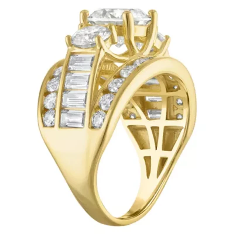 Lab Created Gold Plated Silver Moissanite Ring