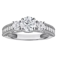Lab Created 14k Gold cttw Lab-Grown Diamond 3-Stone Round Engagement Ring