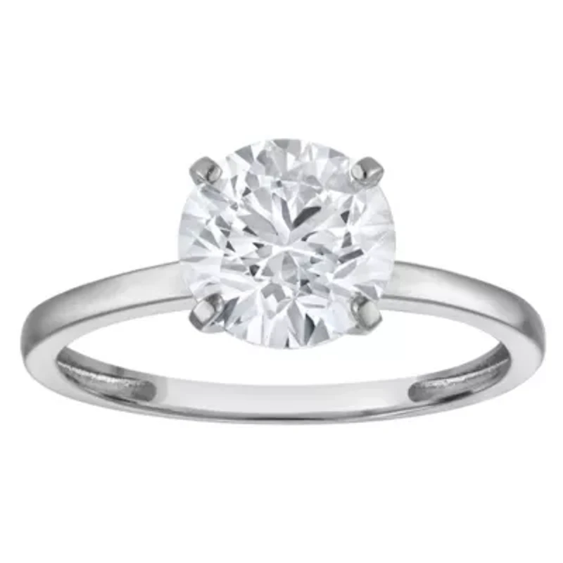 Lab Created 14k Gold cttw Lab-Grown Diamond Round Solitaire Ring