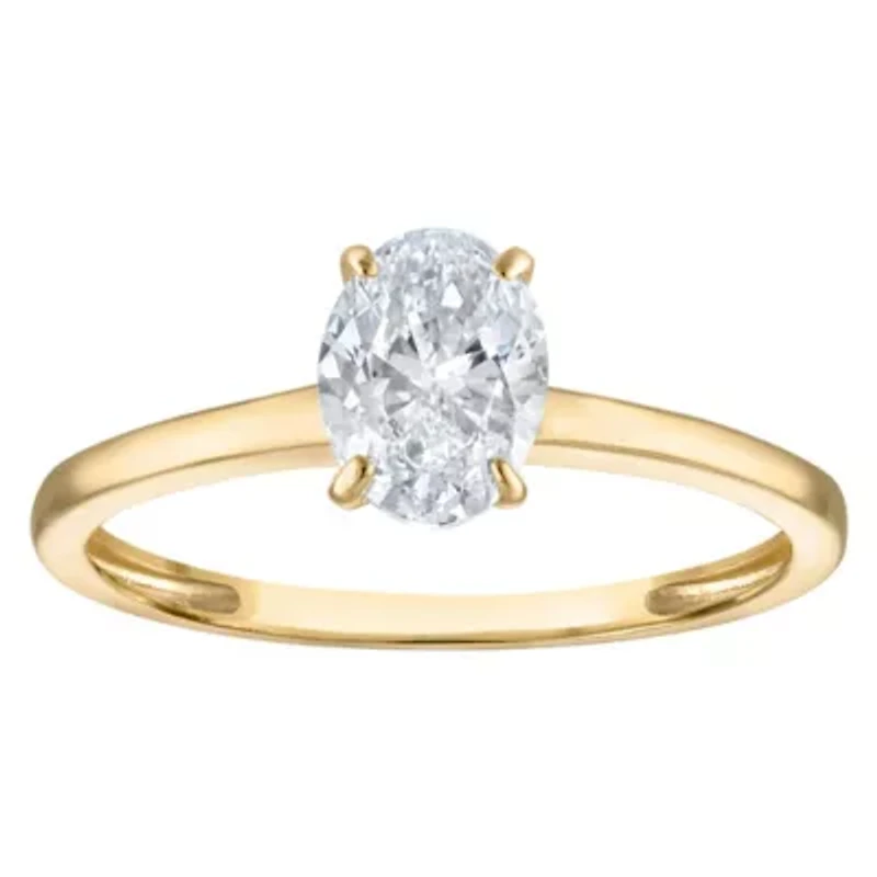 Lab Created 14k Yellow Gold 1 cttw Lab-Grown Diamond Oval Solitaire Ring