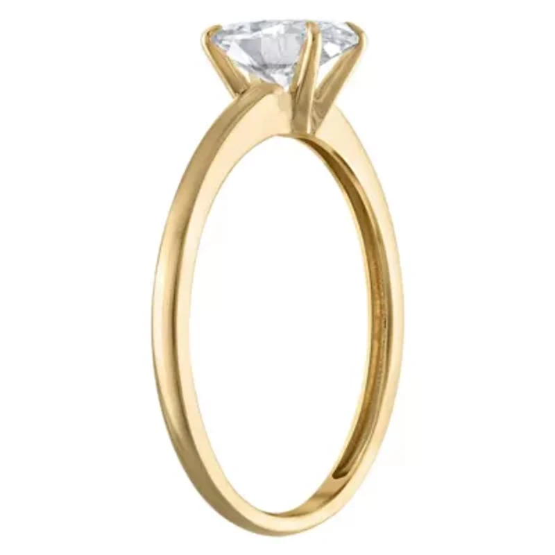 Lab Created 14k Yellow Gold 1 cttw Lab-Grown Diamond Oval Solitaire Ring