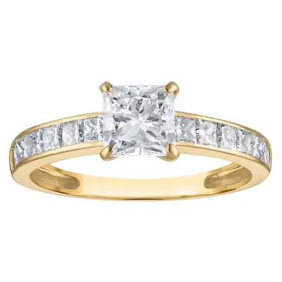 Lab Created 14k Yellow Gold 1.75 cttw Lab-Grown Diamond Princess Engagement Ring
