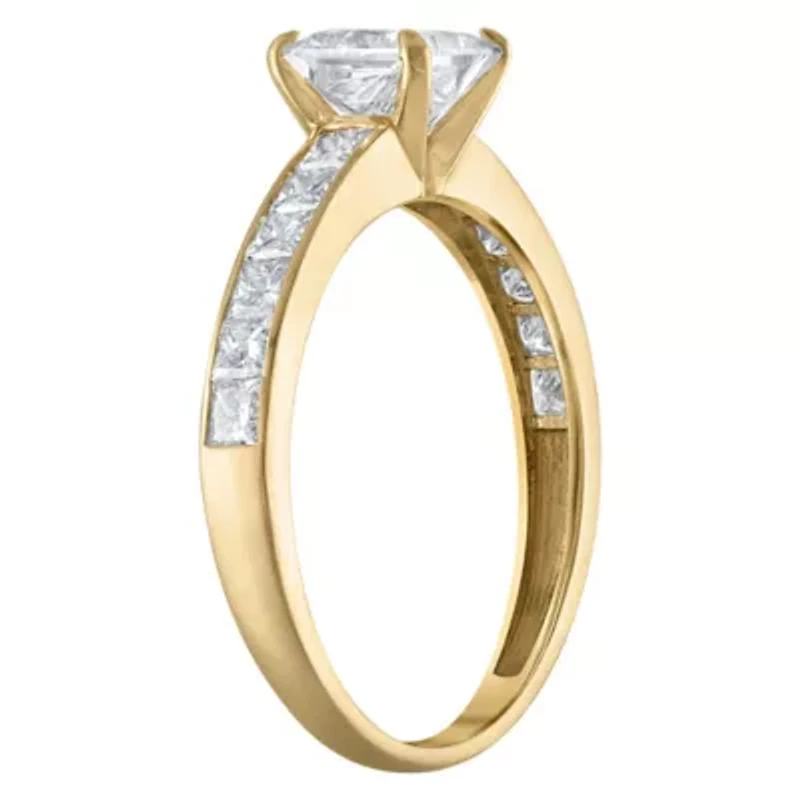 Lab Created 14k Yellow Gold 1.75 cttw Lab-Grown Diamond Princess Engagement Ring