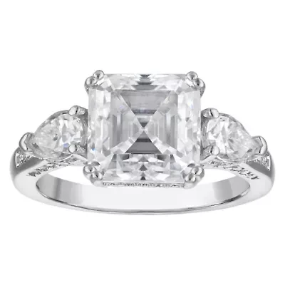 Lab Created Platinum-plated Silver Moissanite Ring