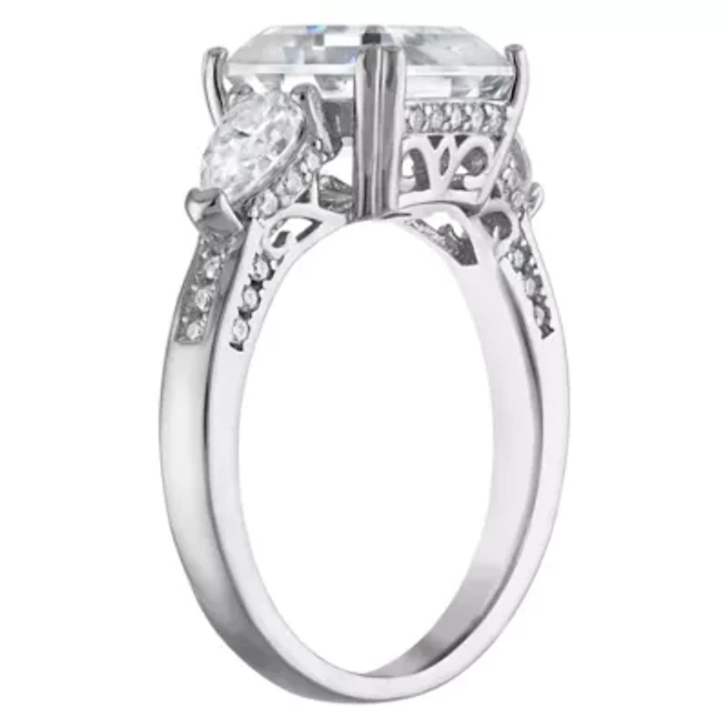 Lab Created Platinum-plated Silver Moissanite Ring