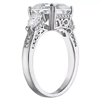 Lab Created Platinum-plated Silver Moissanite Ring