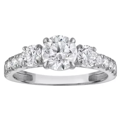 Lab Created 14k Gold cttw Lab-Grown Diamond 3-Stone Round Engagement Ring