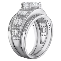 Lab Created Platinum Plated Silver Moissanite Ring Set
