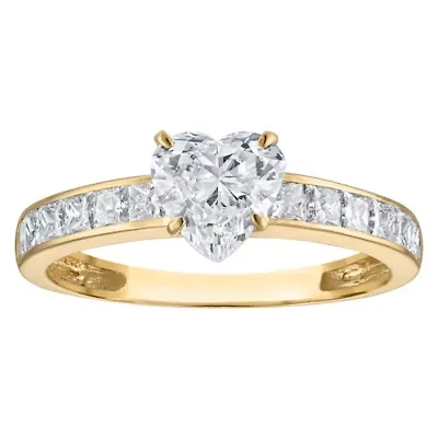Lab Created 14k Yellow Gold 1.75 cttw Lab-Grown Diamond Heart Engagement Ring