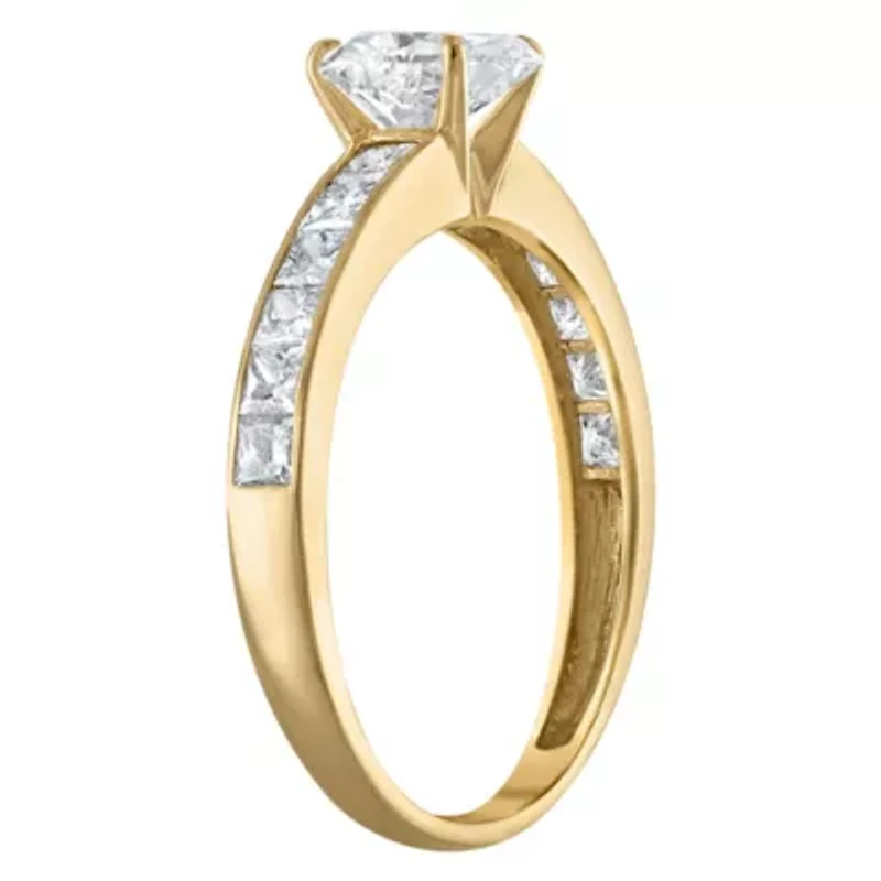 Lab Created 14k Yellow Gold 1.75 cttw Lab-Grown Diamond Heart Engagement Ring